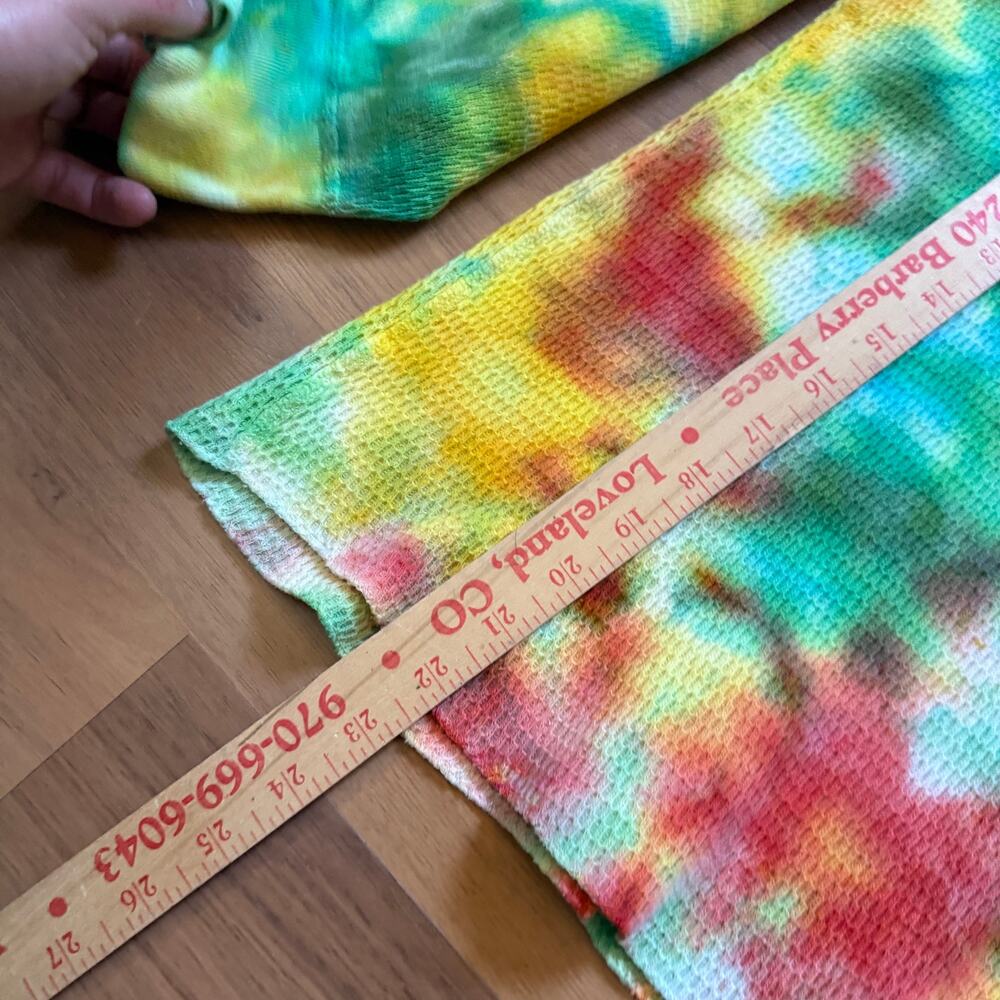Vintage 90's B.V.D Tie Dye Thermal Waffle Knit Long Johns Sleeve Shirt Sz Small - Picture 6 of 7